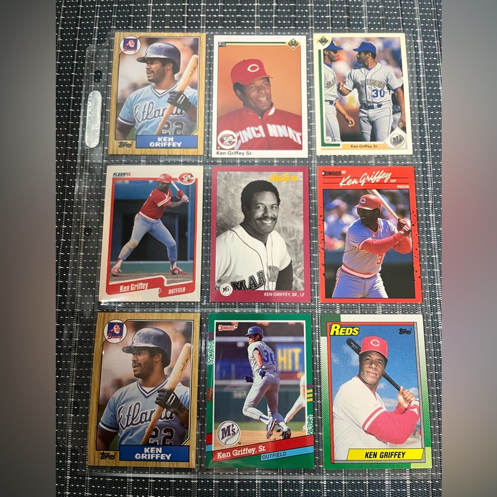 Ken Griffey Sr. ⚾️ MLB Baseball Sports Trading Cards, Lot of 9